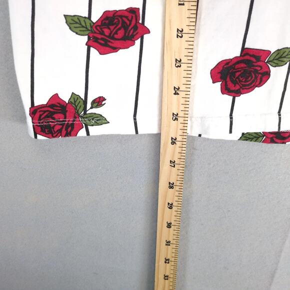 Knickerbocker Striped Red Roses T-Shirt Women's L Short Sleeves Whimsigoth Artsy - Picture 7 of 10